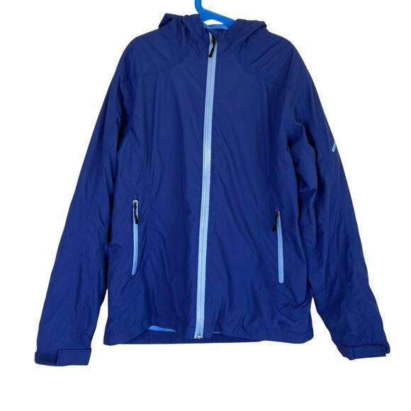 REI Girls Sz L (14-16) Water Resistant Jacket Hooded Lightweight Blue Fall - Picture 1 of 16